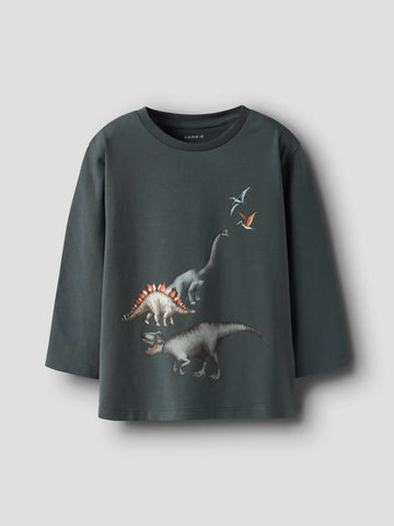 Name It Top -  Nmmbart LS Nreg - Vintage Khaki/Dino