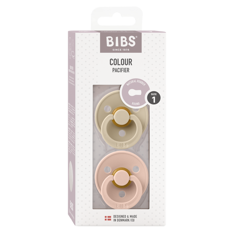 BIBS Colour 2 PACK Latex Size 1 - Vanilla/Blush