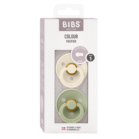 BIBS Colour 2 PACK Latex Size 1 - Ivory/Sage