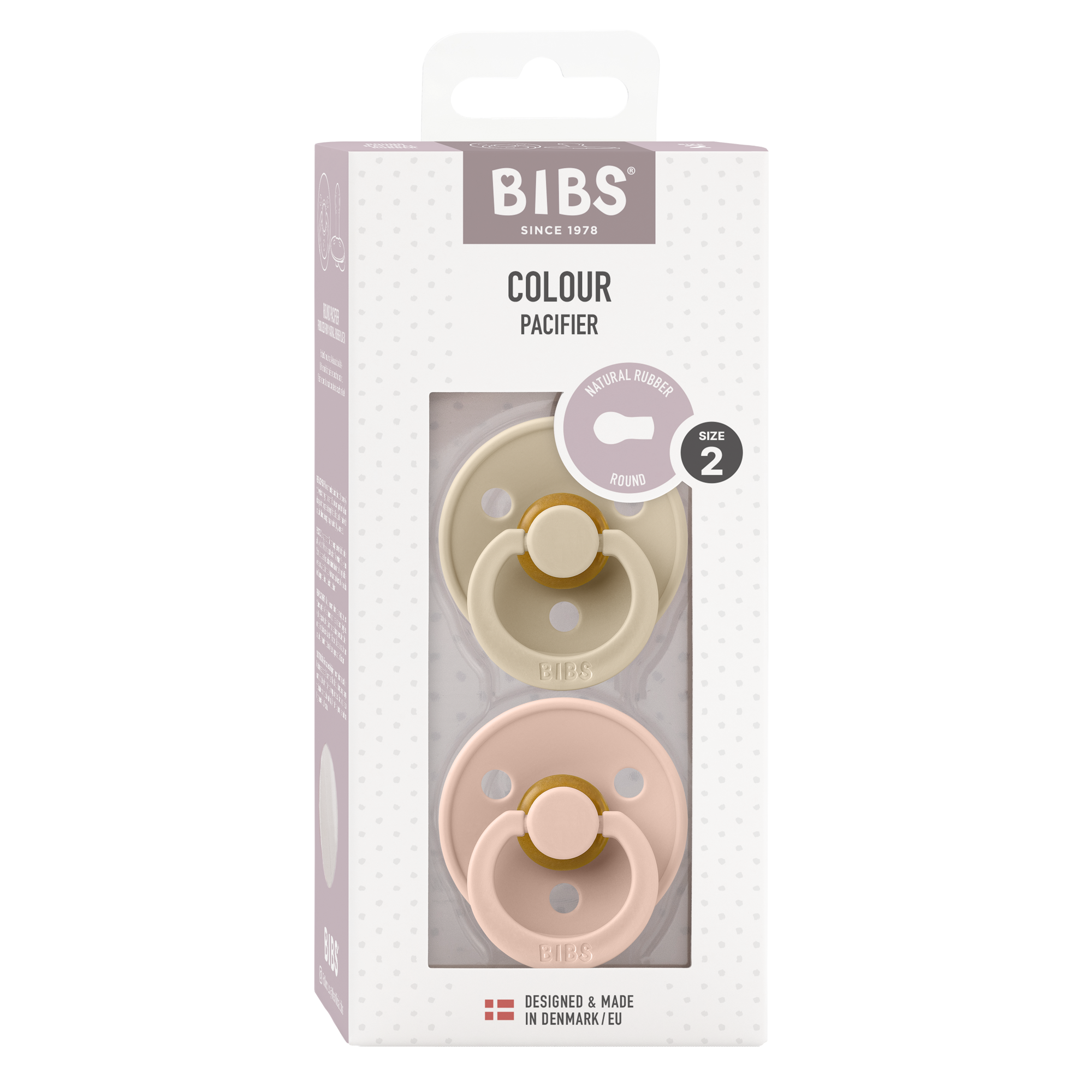 BIBS Colour 2 PACK Latex Size 2 - Vanilla/Blush