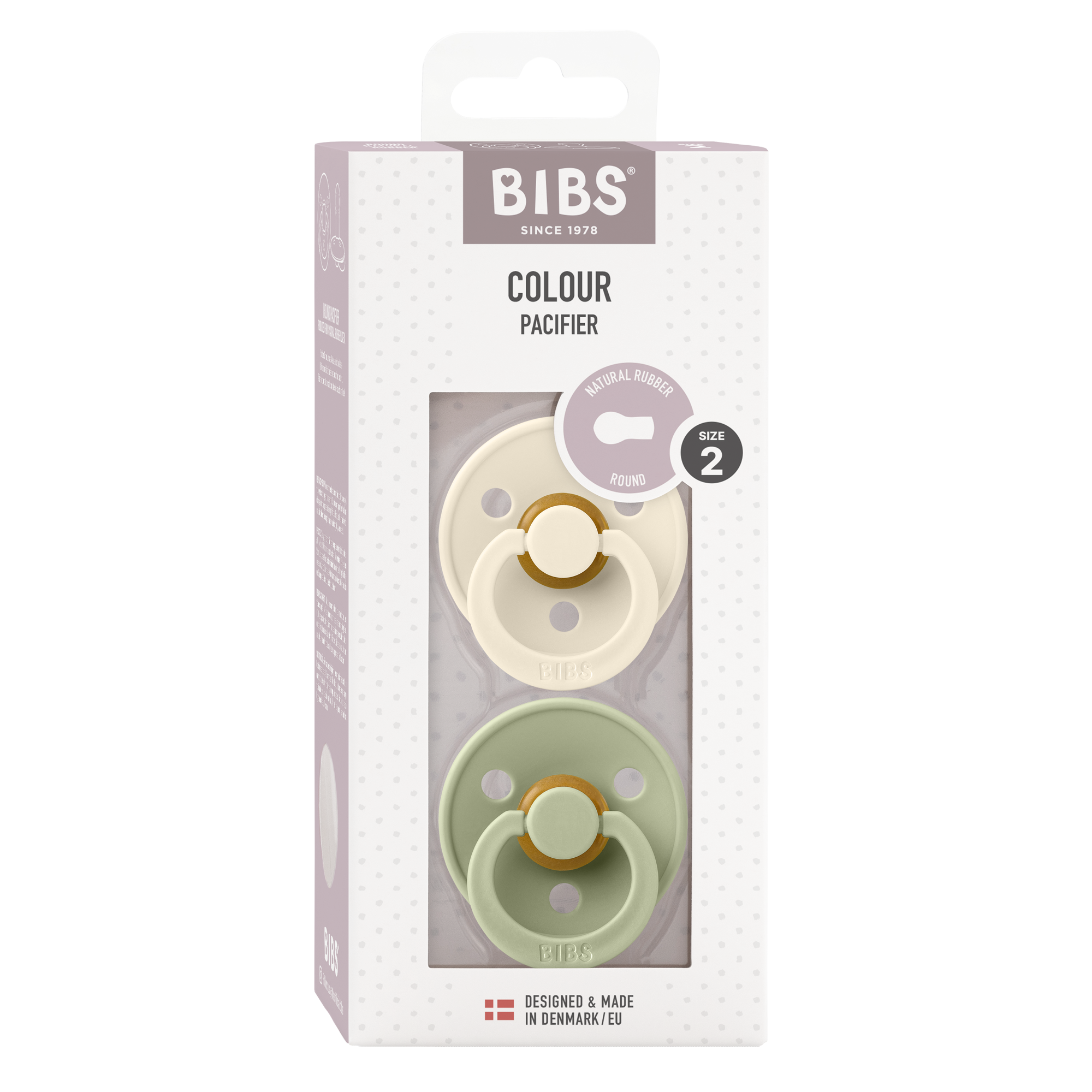BIBS Colour 2 PACK Latex Size 2 - Ivory/Sage