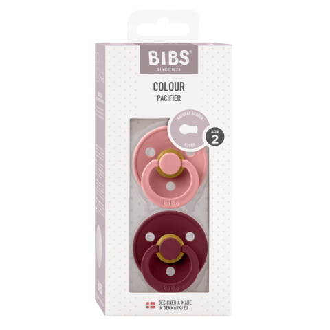 BIBS Colour 2 PACK Latex Size 2 - Dusty Pink/Elderberry
