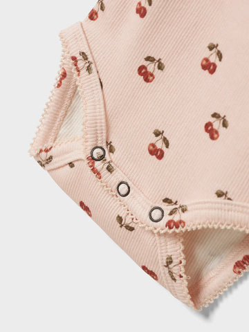 Lil’ Atelier - Baby Langærmet Body - Nbflavo Eve Noos - Silver Peony/Kirsebærprint