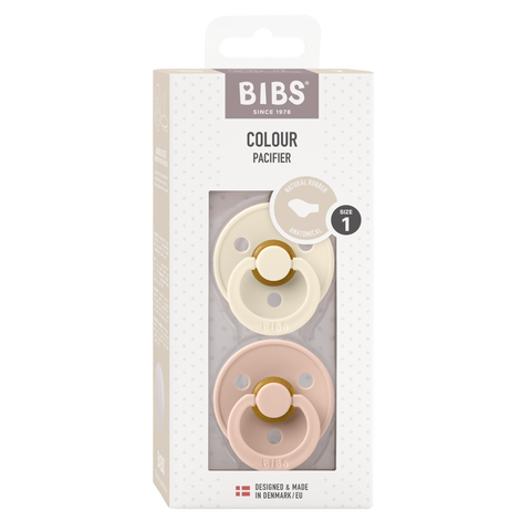 BIBS Colour 2 PACK Latex Size 1 - Anatomical Ivory/Blush