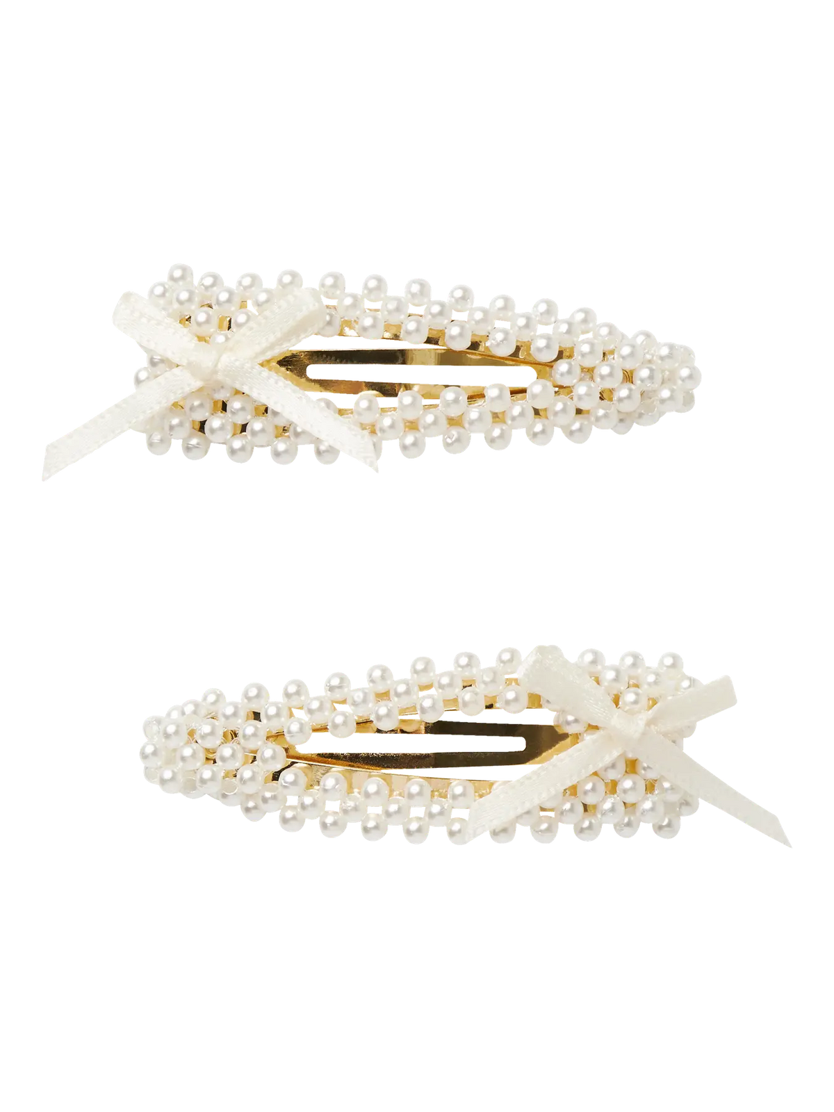 Name It Hårspænder - Med Perler & Sløjfe (2-pak) Cloud Dancer