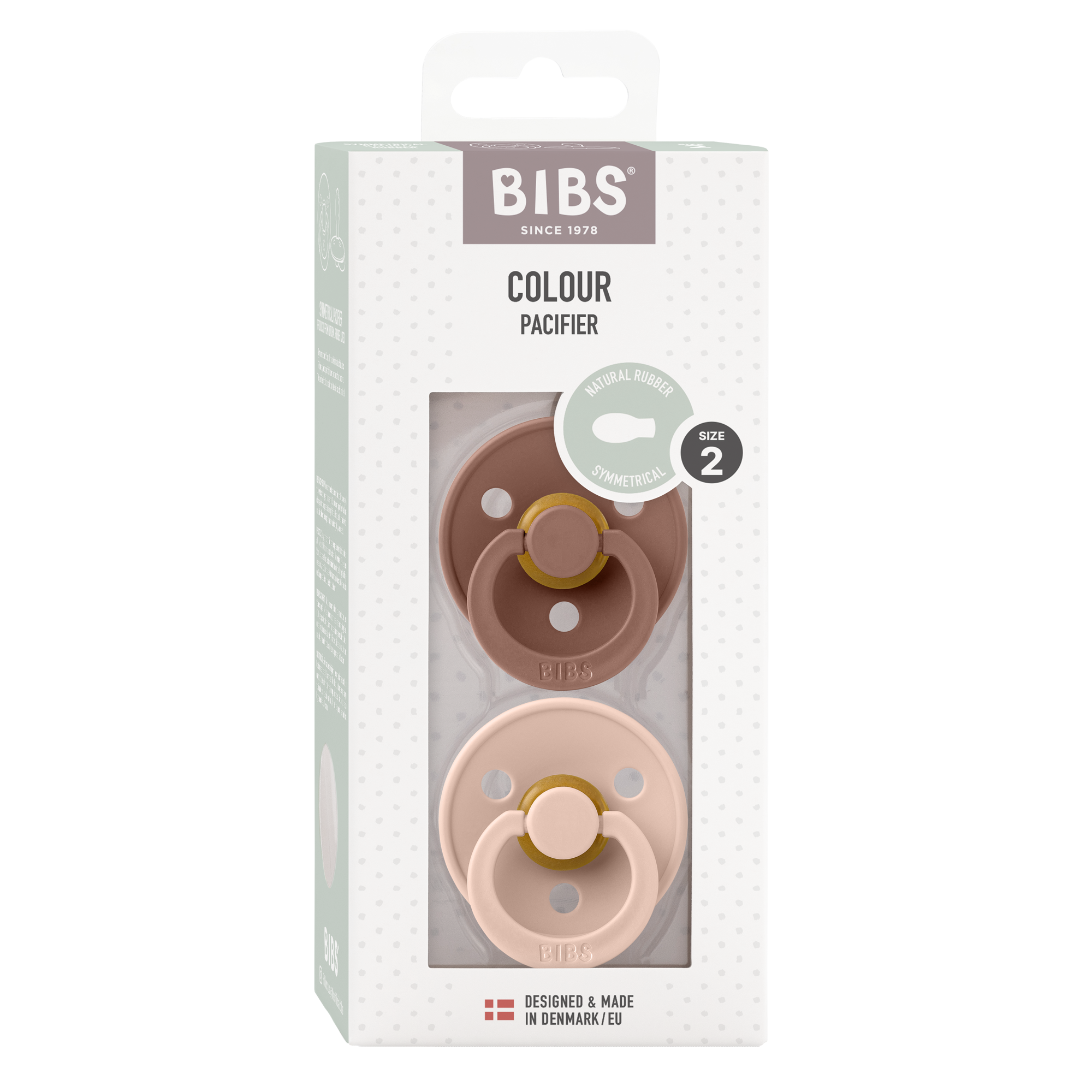 BIBS Colour 2 PACK Latex Size 2 - Anatomical Ivory/Blush