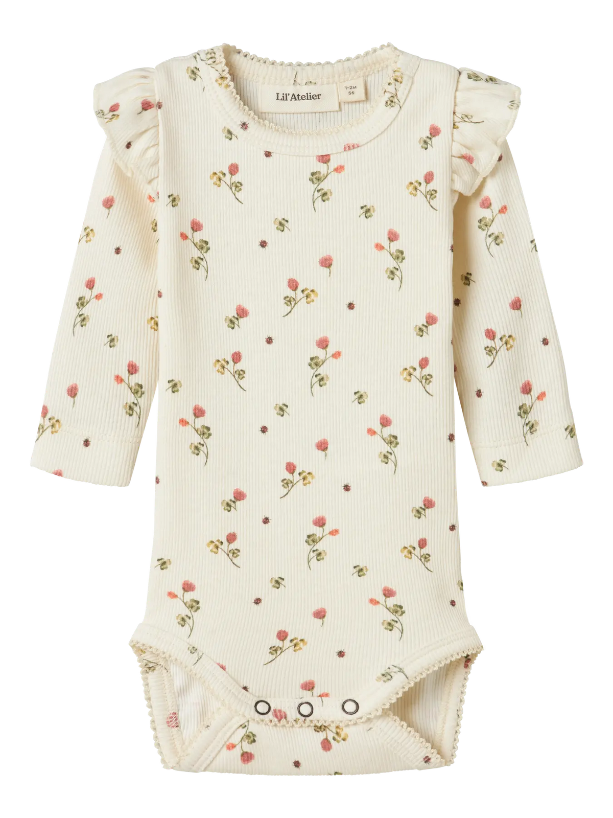 Lil Atelier Baby Body - Rib - Noos - NbfLavo - Turtledove/Blomster