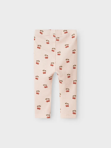 Lil’ Atelier - Baby Leggings - Nbflavo Elf Noos - Silver Peony/Kirsebærprint