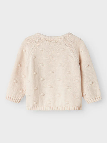 Lil’ Atelier Baby Striktrøje - Pastel Parchment/Hvid