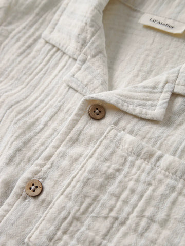 Lil’ Atelier løs shirt - Nmmhagi - Coconut Milk/Dusty Blue/strib