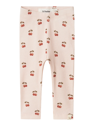 Lil’ Atelier - Baby Leggings - Nbflavo Elf Noos - Silver Peony/Kirsebærprint