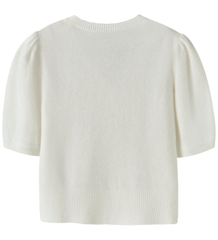 LMTD Bluse med Knapper - Strik - NlfFlodet - White Alyssum