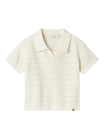 Lil' Atelier Strikket Polo - Nmmglivo SS - Coconut Milk