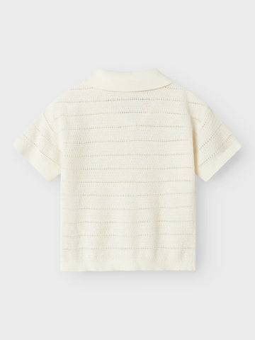 Lil' Atelier Strikket Polo - Nmmglivo SS - Coconut Milk