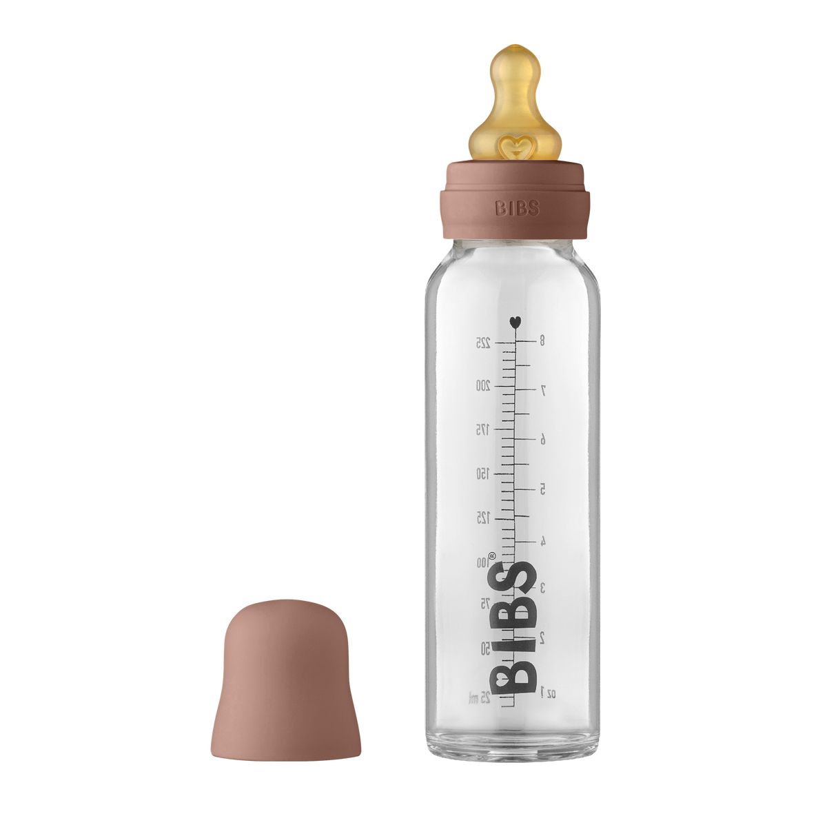BIBS Baby Glass Bottle Complete Set Latex - 225ml Woodchuck
