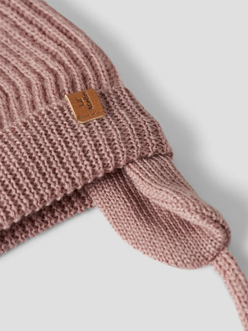 Lil’ Atelier Knit Hat - Nanson -Rosa/bindebånd