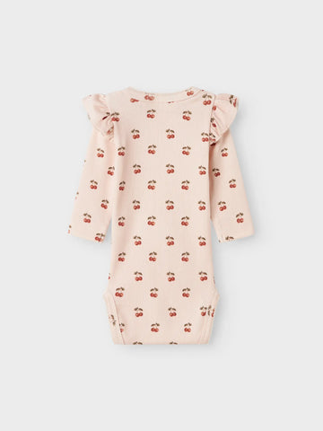 Lil’ Atelier - Baby Langærmet Body - Nbflavo Eve Noos - Silver Peony/Kirsebærprint