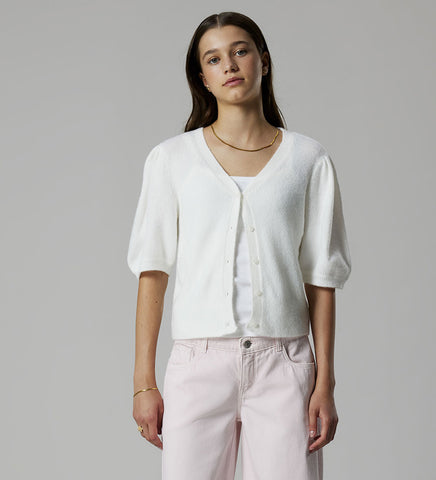 LMTD Bluse med Knapper - Strik - NlfFlodet - White Alyssum
