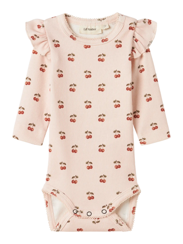 Lil’ Atelier - Baby Langærmet Body - Nbflavo Eve Noos - Silver Peony/Kirsebærprint