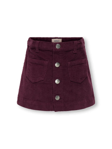 Kids Only Nederdel - Kmgamazing Cord - Mauve Wine/fløjl