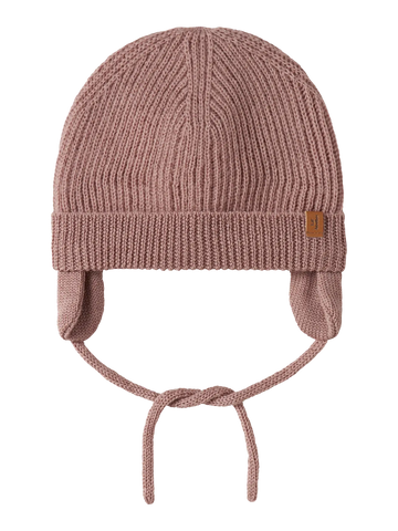 Lil’ Atelier Knit Hat - Nanson -Rosa/bindebånd