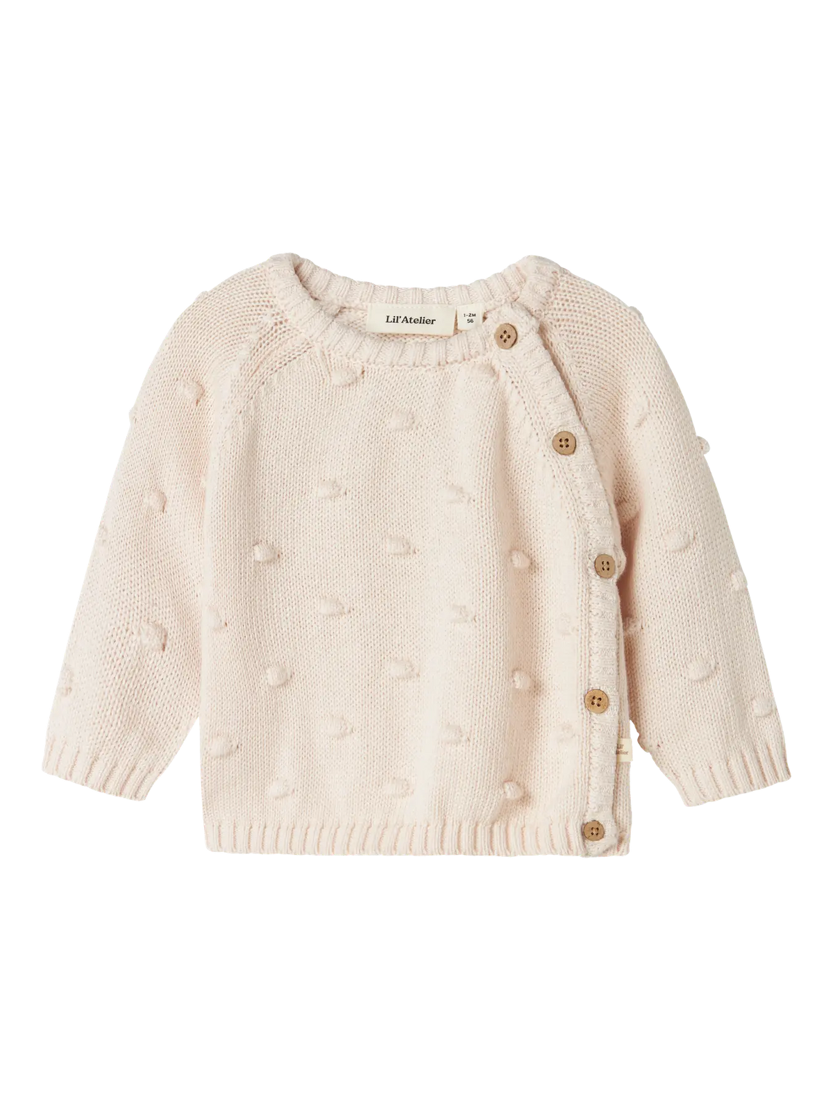 Lil’ Atelier Baby Striktrøje - Pastel Parchment/Hvid