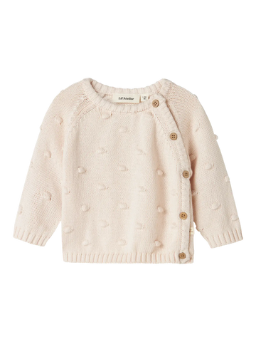 Lil’ Atelier Baby Striktrøje - Pastel Parchment/Hvid