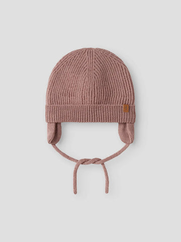 Lil’ Atelier Knit Hat - Nanson -Rosa/bindebånd