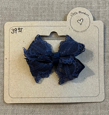 Little Wonders - Norma 5 cm. Sløjfe Grosgrain/Blonde - Navy