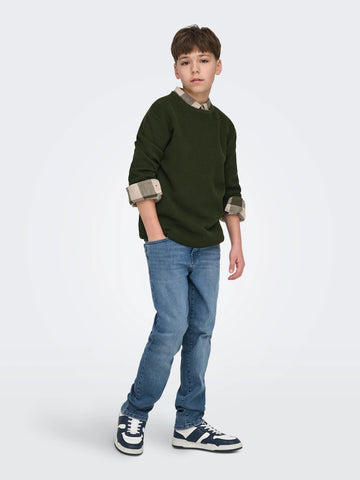 Only & Sons - Osjpanter REG Crew Strik Noos - Grøn/Rosin