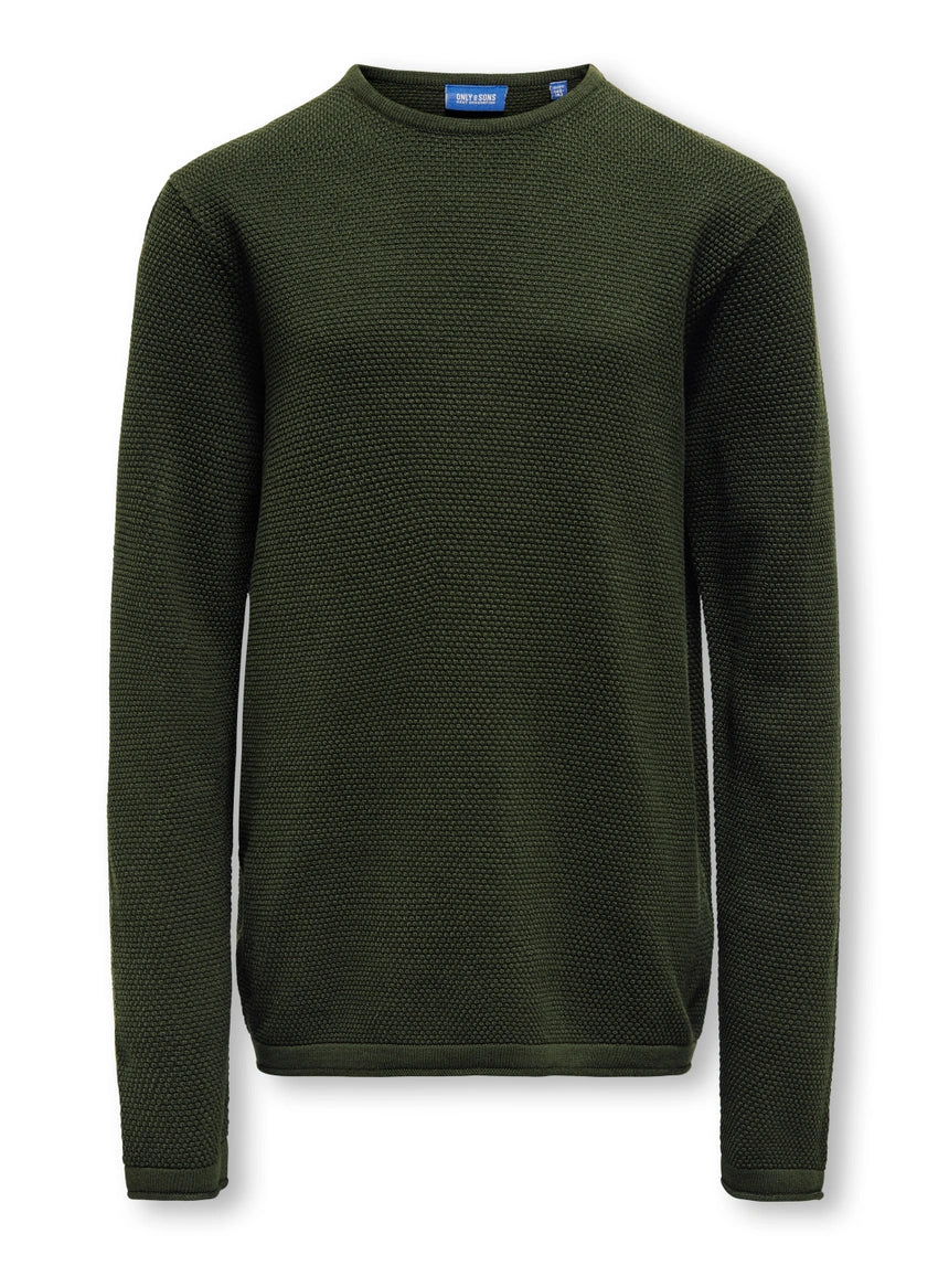 Only & Sons - Osjpanter REG Crew Strik Noos - Grøn/Rosin