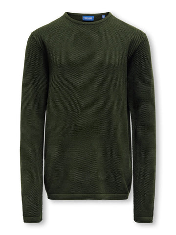 Only & Sons - Osjpanter REG Crew Strik Noos - Grøn/Rosin