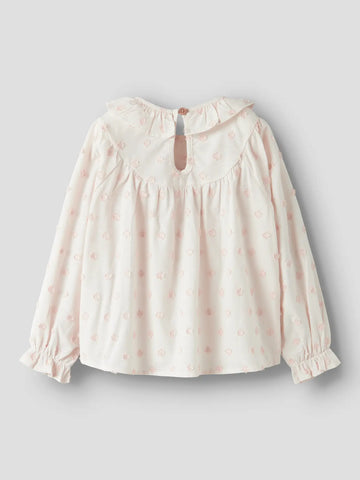 Lil’ Atelier Skjortebluse - Nmfnethe - Pastel Parchment/prikker