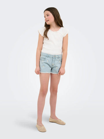 Kids Only Shorts - Kogrobyn Noos - Light Blue Denim/Marguritter
