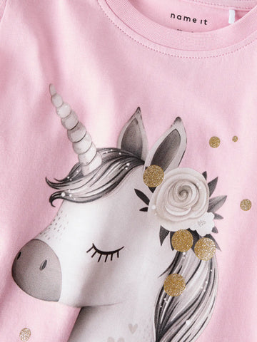 Name It T-Shirt - Nmfjane - Pink/Enhjørning