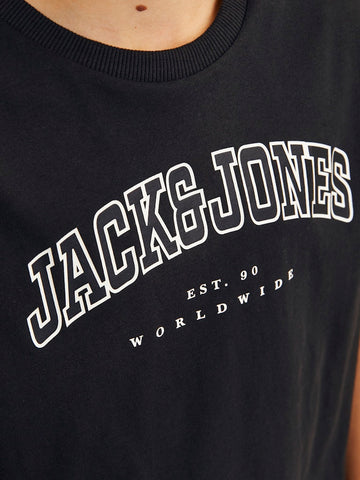 Jack & Jones - JJECALEB Varsity Tee SS O-Neck SN MNI - Black