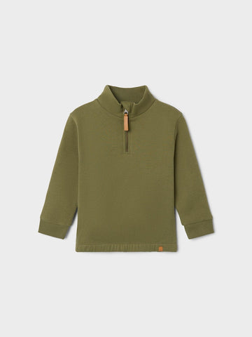 Lil 'Atelier - Ilondon Langærmet Sio Sweat Bluse Med Halv Lynlås - Loden Green