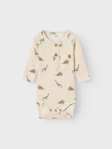 Lil 'Atelier - Gio Bon Langærmet Slim Body - Birch AOP / DInosaur