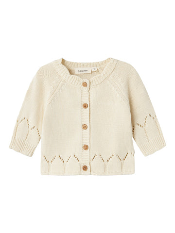 Lil' Atelier Strikket Baby Cardigan - NBFRamla - Turtledove