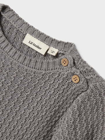 Lil’ Atelier Baby Cardigan - Nbmkanto - Ultimate Grey/Strik
