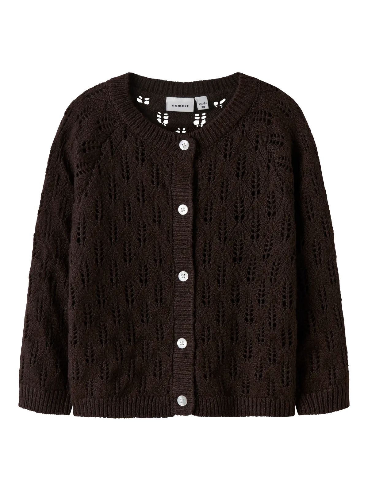 Name It Strikket Cardigan - Nmfleslie -  Seal Brown/Mønster