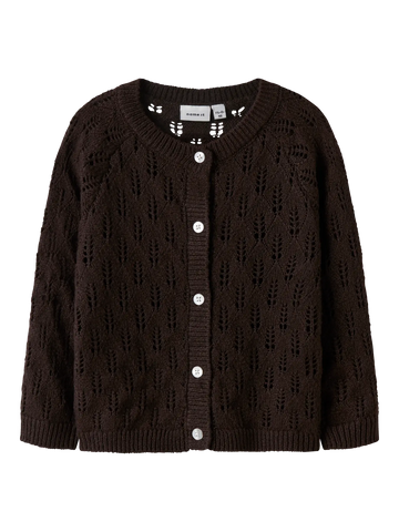 Name It Strikket Cardigan - Nmfleslie -  Seal Brown/Mønster