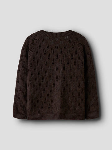 Name It Strikket Cardigan - Nmfleslie -  Seal Brown/Mønster