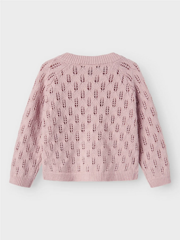 Name It Strikket Cardigan - Nmfleslie -  Burnished Lilac/Mønster