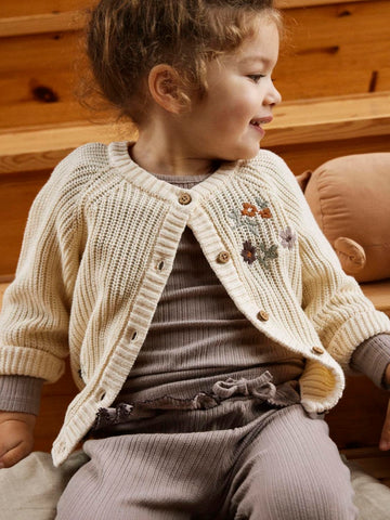 Lil' Atelier Strik Cardigan - Emlen - Birch/Blomster