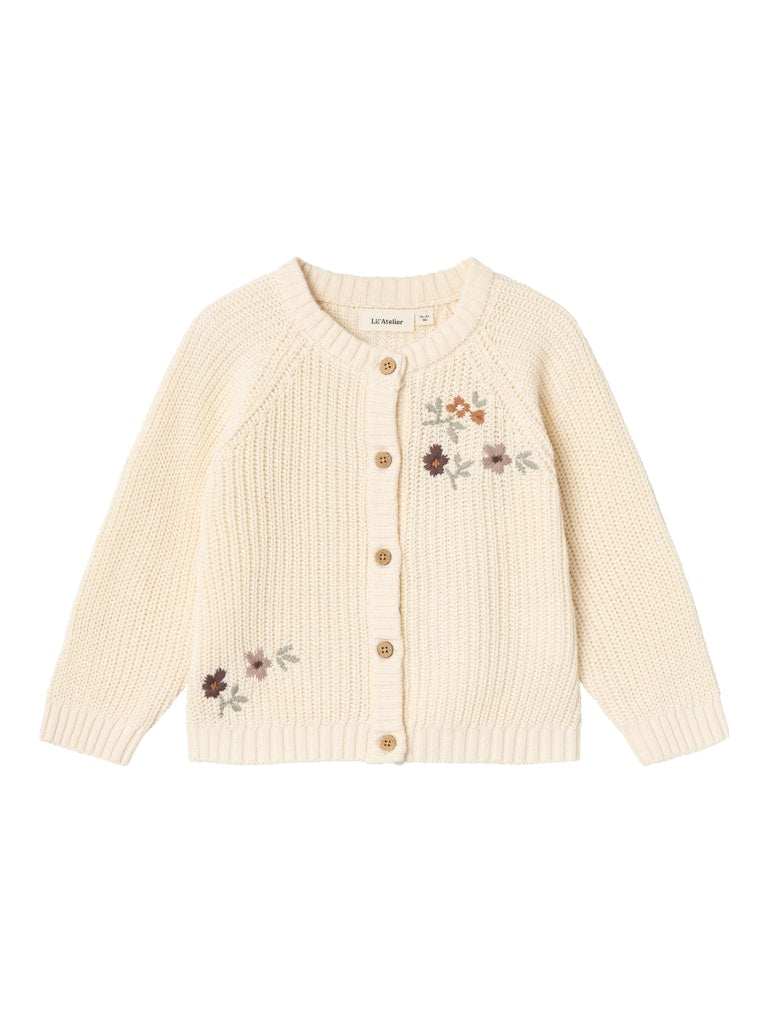 Lil' Atelier Strik Cardigan - Emlen - Birch/Blomster