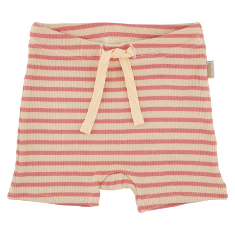 Petit Piao Shorts - Modal Striped - Dark Peach/Cream